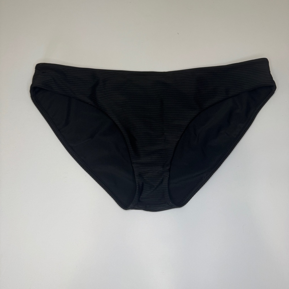 Beach Bunny Kate Full Bikini Bottoms Black XL | Textured Ribbed Swimwear NWT
